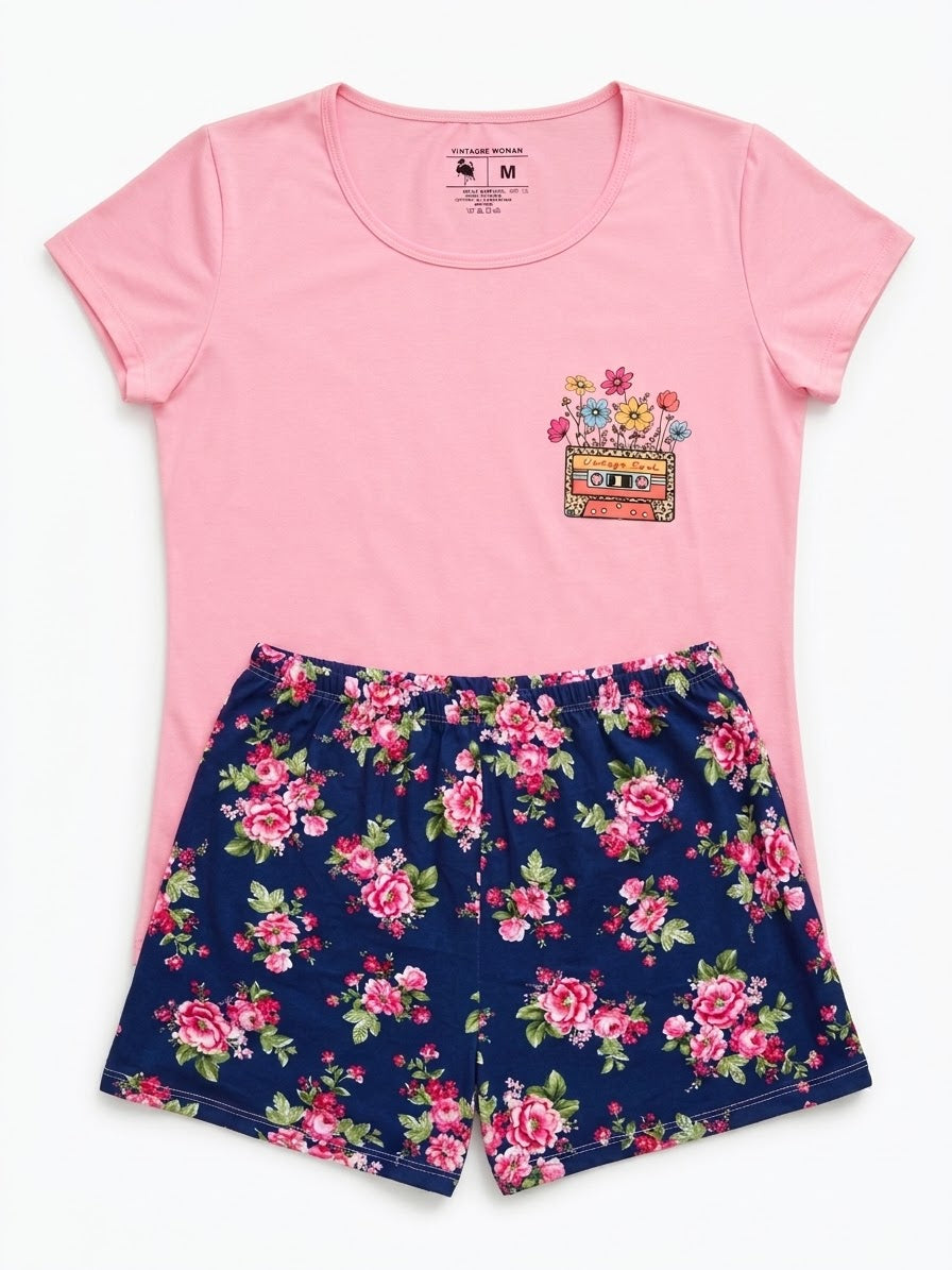 Pijama manga flores