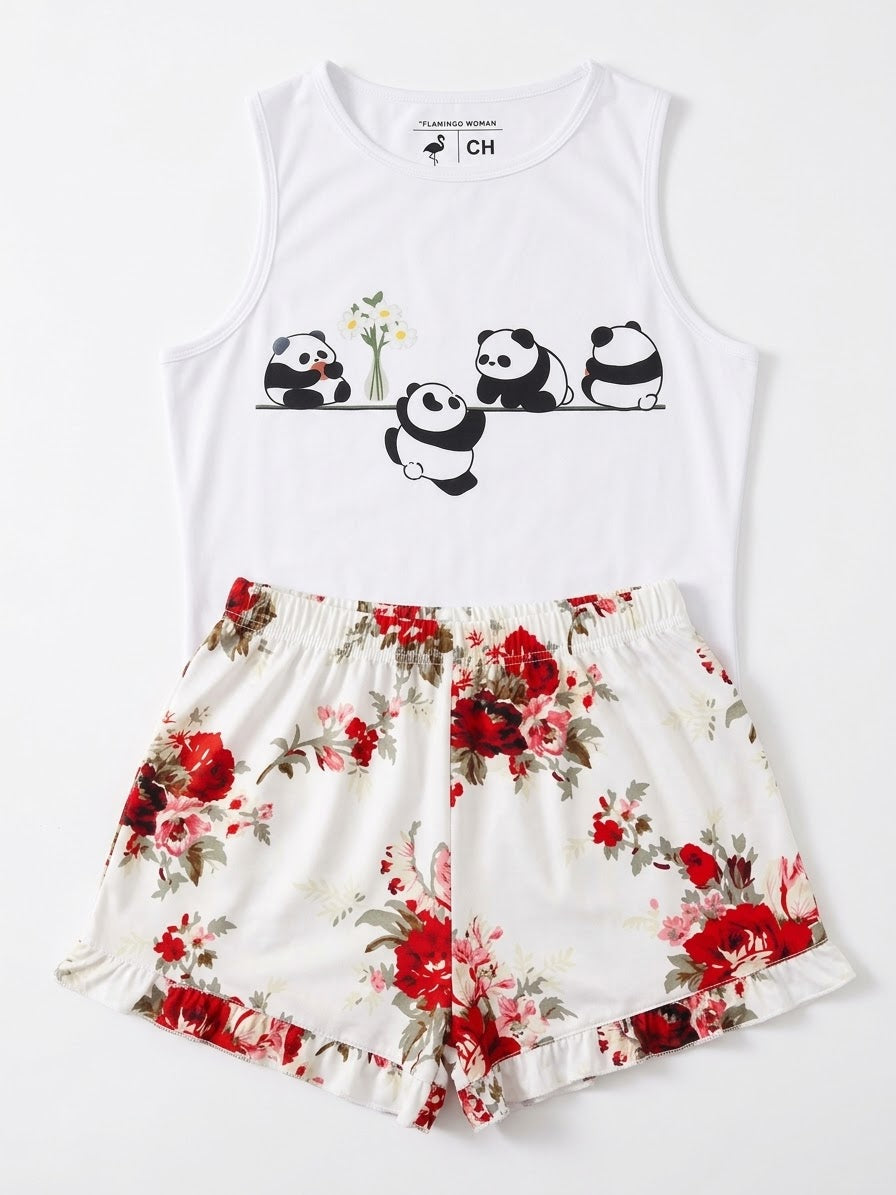 Pijama sin manga pandas