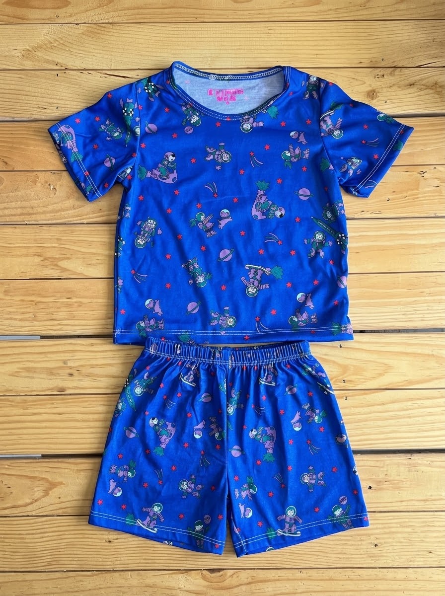 Conjunto pijama bebé azul rey espacial