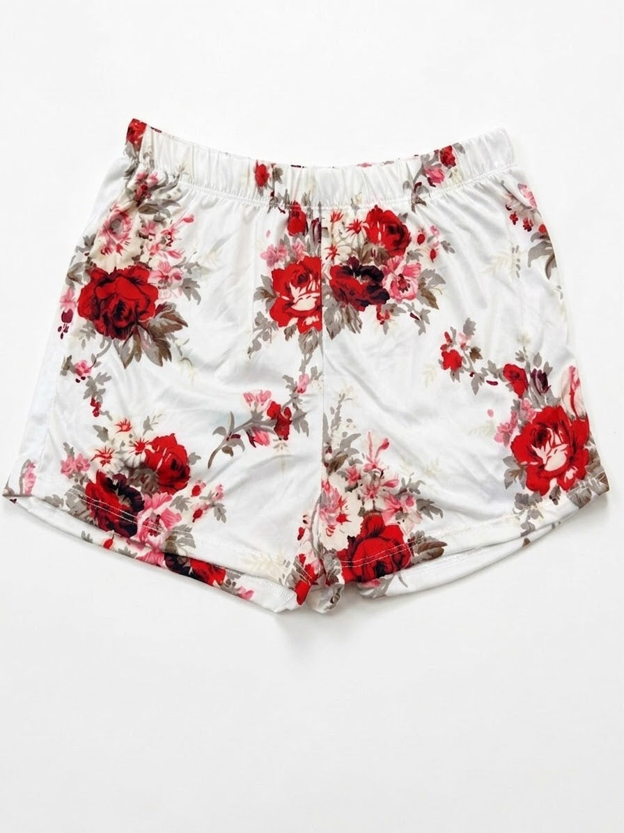 Pijama short floreado blanco